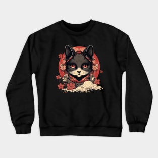 Black Cat Kawaii Japanese Anime Geisha Crewneck Sweatshirt